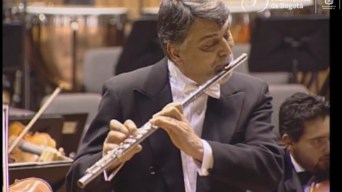 Músico interpretando flauta en un concierto